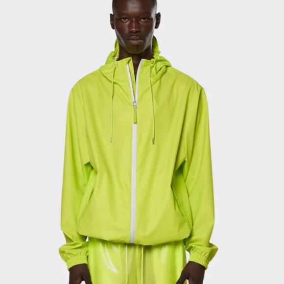 RAINS Storm Breaker Unisex Raincoat in Reflective Digital Lime Waterproof